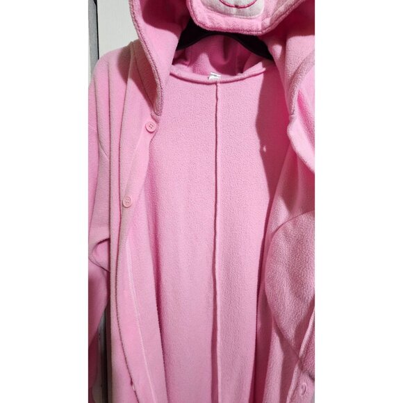 Cheer Care Bear Kigurumi Adult Fleece Hooded Onesie Pajamas Costume Pink Rainbow - Picture 8 of 9